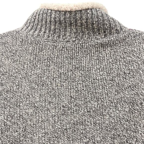 LL Bean Classic Women's Ragg Wool Sherpa lined Zip Sweater Grey Medium 503315 - Picture 5 of 11